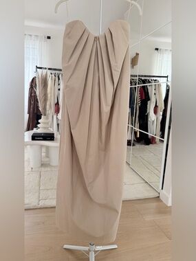Mango Taupe Draped Maxi Dress